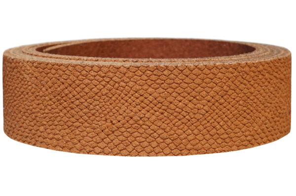 Lederriemen Velours Snake cognac-3.5cm breit