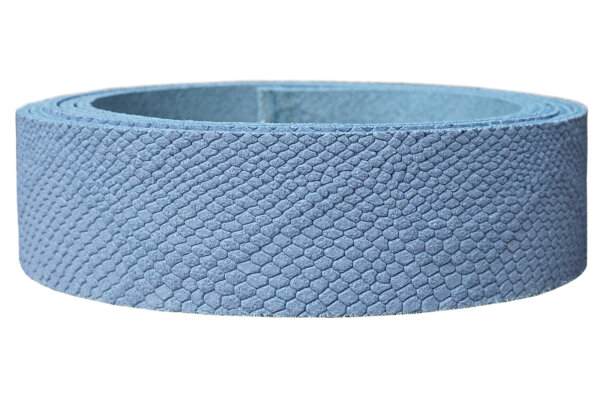 Lederriemen Velours Snake hellblau-5cm breit