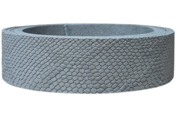 Lederriemen Velours Snake hellgrau-2.5cm breit