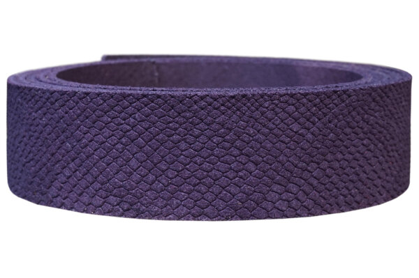 Lederriemen Velours Snake purple-1cm breit