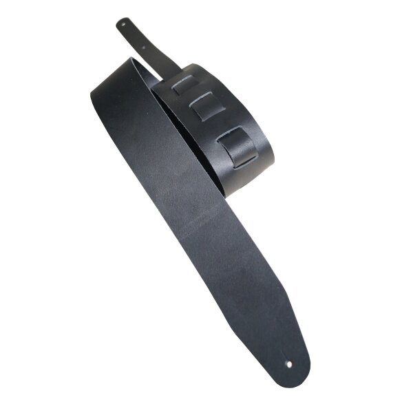 Leder Gitarrengurt "Basic" schwarz-8cm breit / 130-170cm lang