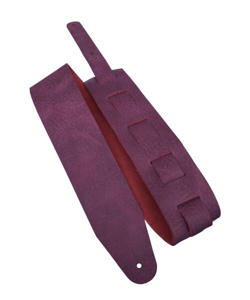 Leder Gitarrengurt "Nubukiert" bordeauxviolet-6cm breit / 130-170cm lang