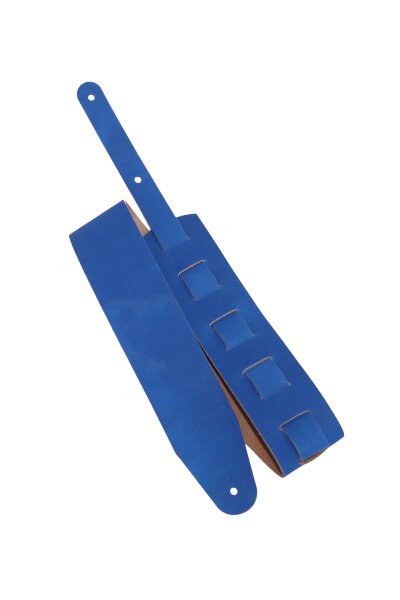 Leder Gitarrengurt "Pull Up" blau-6cm breit / 90-130cm lang