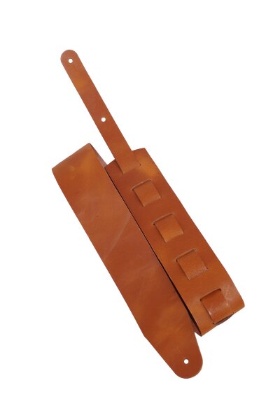 Leder Gitarrengurt "Pull Up" cognac-8cm breit / 90-130cm lang