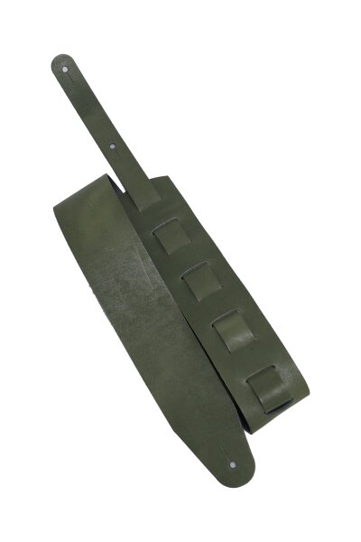 Leder Gitarrengurt "Pull Up" khaki-8cm breit / 90-130cm lang