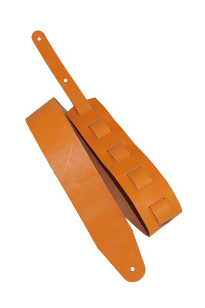 Leder Gitarrengurt "Pull Up" orange-7cm breit / 130-170cm lang