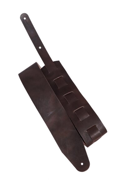 Leder Gitarrengurt "Pull Up" dunkelbraun-8cm breit / 130-170cm lang