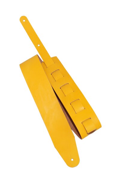 Leder Gitarrengurt "Pull Up" gelb-8cm breit / 130-170cm lang