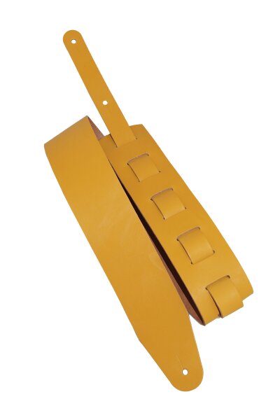 Leder Gitarrengurt "Pull Up" ockergelb-8cm breit / 90-130cm lang