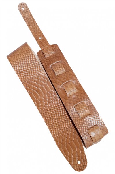 Leder Gitarrengurt Snake braun-6cm breit / 115-155cm lang