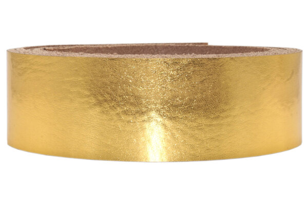Lederriemen Metallic gold-1cm breit