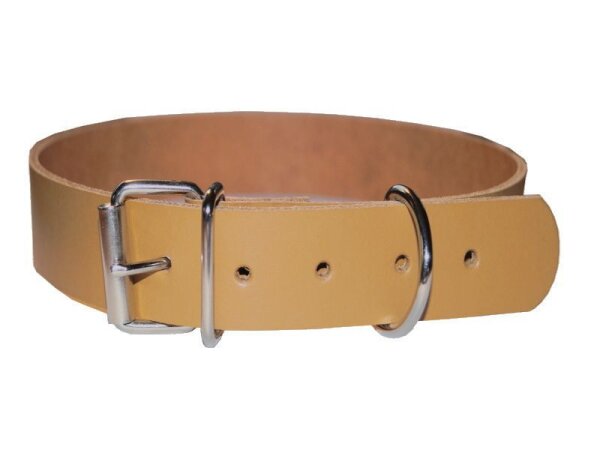 Leder Befestigungsriemen Basic Schnalle/D-Ring ocker-4cm breit x 60cm lang