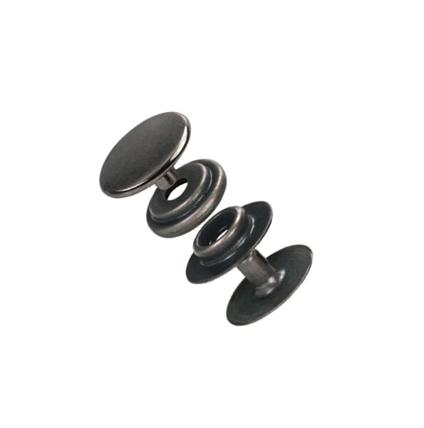 10 Ringfeder Druckknöpfe anthrazit-Ø15mm