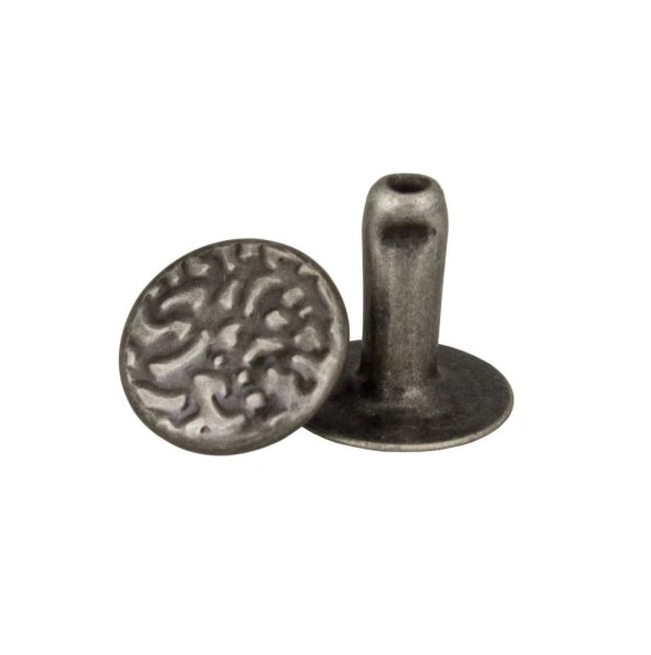 100 Hohlnieten mit Textur anthrazit-6x6mm