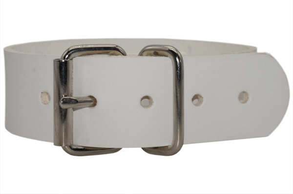 Blankleder Befestigungsriemen Rollschnalle weiß-1.5cm breit x 80cm lang