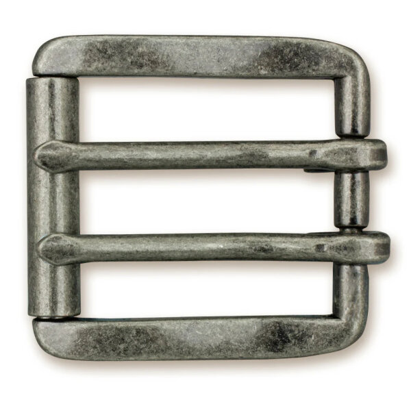 Doppeldorn-Gürtelschnalle 38mm antik-silber
