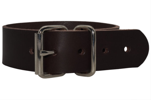 Blankleder Befestigungsriemen Rollschnalle dunkelbraun-4cm breit x 60cm lang